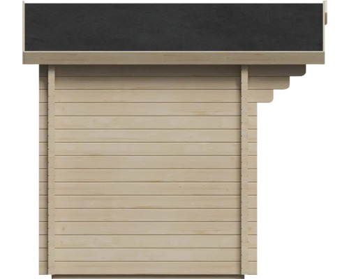 Vue d''un pavillon de jardin en bois avec carton bitumé