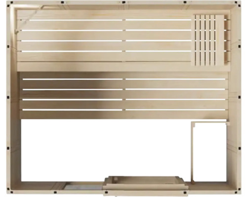 Saunakabine aus Holz mit Sitzbänken