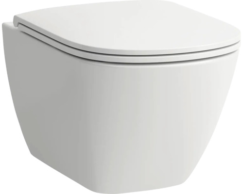 Wand-WC LAUFEN LUA Tiefspüler ohne Spülrand - Weiss glänzend mit WC-Sitz H8660800000001