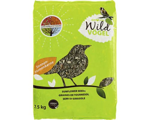 Nourriture pour oiseaux sauvages Un coeur pour oiseaux sauvages HFW graines de tournesol 2,5 kg également pour l'alimentation des oiseaux toute l'année, contrôle ambroisie