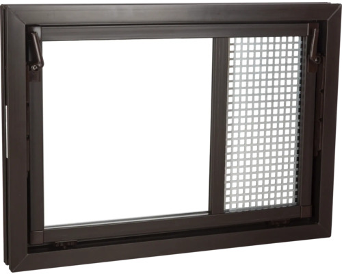 WOLFA Mehrzweck Kipp-Fenster PLUS Kunststoff braun 600x400 mm mit Isolierglas und Zwangsbelüftungsflügel