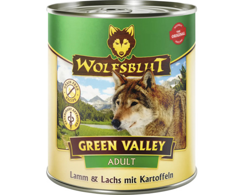 Hundefutter nass WOLFSBLUT Green Valley Adult mit wertvollen Superfoods, getreidefrei, Glutenfrei 800 g