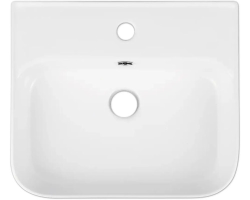 Waschbecken aus Keramik mit Hahnloch und Überlauf