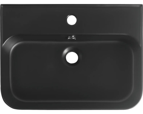 Vasque à main en céramique noire pour montage mural