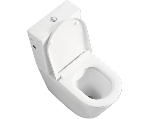 Keramiktoilette mit offenem Spülrand und Spülkasten