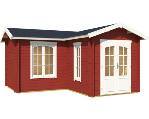 Abri de jardin en bois avec fenêtres et porte double