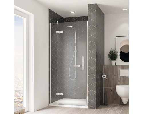 Porte pivotante pour niche Breuer Avanta 120 cm butée à gauche en verre transparent profilé couleur chrome Salle de bains avec cabine de douche, toilettes et décoration