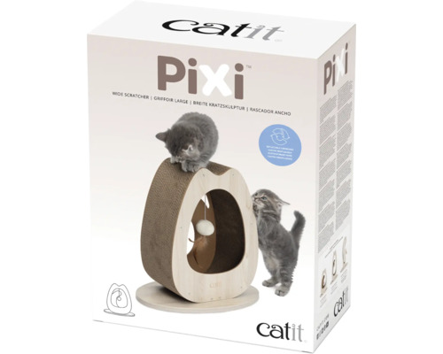 Arbre à chat Catit Pixi dans son emballage avec deux chatons