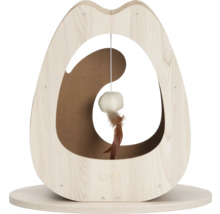 Canne à pêche pour chat en bois avec pendentif à plumes