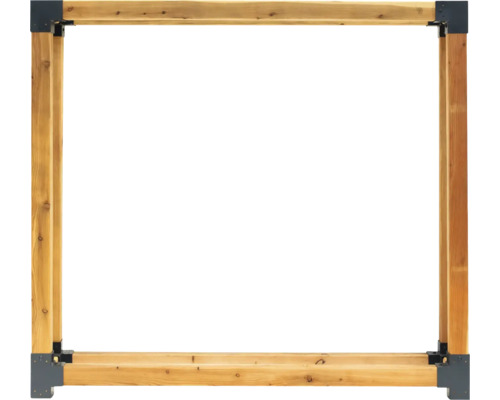 Cadre en bois avec coins métalliques pour le jardin