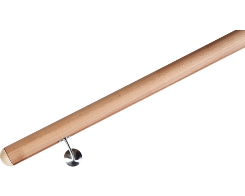 Set de main-courante Pertura hêtre Ø 52 mm L:2000 mm avec embout, console pour main courante Set de main-courante Pertura hêtre Ø 52 mm L:2000 mm avec embout, console pour main courante
