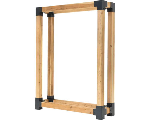 Étagère à bois de chauffage en bois avec coins métalliques