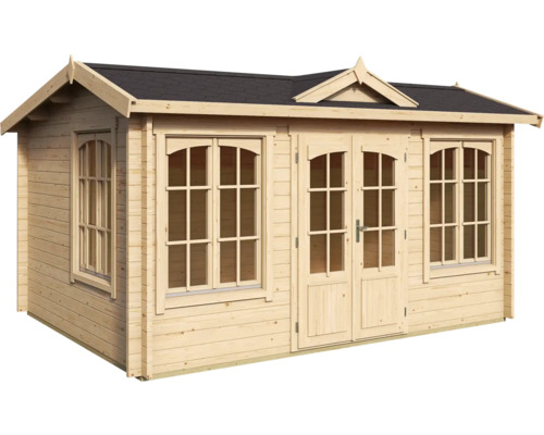 Abri de jardin en bois avec porte double et fenêtres