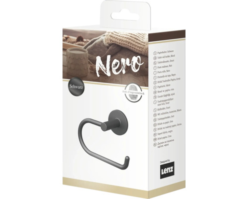 Emballage d''un support de papier toilette noir avec revêtement anti-empreintes digitales