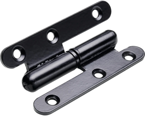 Paumelle droite 80 x 45 mm droite acier noir mat 10 pièces Charnière en acier avec trous de vis