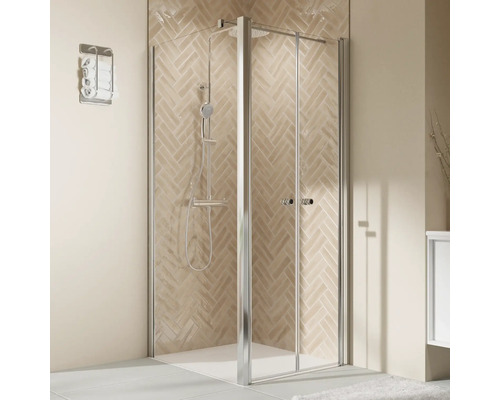 Paroi latérale pour porte de douche BREUER Elana 2.0 80 cm couleur du profilé argent décor de vitre verre transparent butée de paroi latérale à gauche