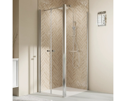 Paroi latérale pour porte de douche BREUER Elana 2.0 80 cm couleur du profilé argent décor de vitre verre transparent butée de paroi latérale à droite