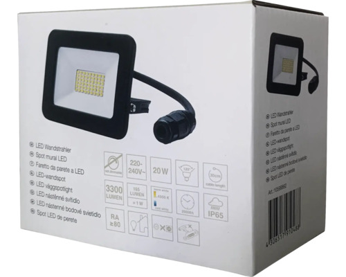 Emballage d''un projecteur mural à LED avec les données techniques