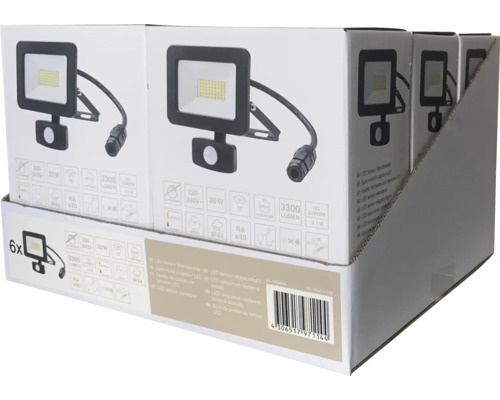 Emballage de six projecteurs à détecteur LED pour montage mural