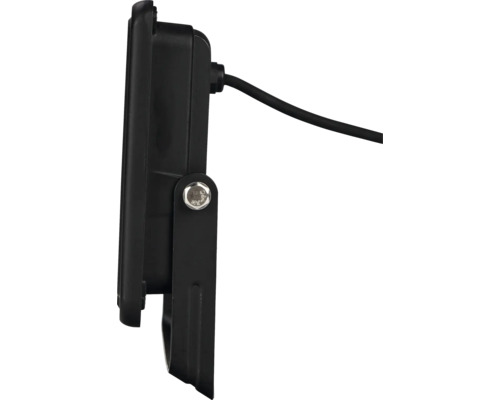 Schwarzer LED-Strahler mit Kabel in Seitenansicht