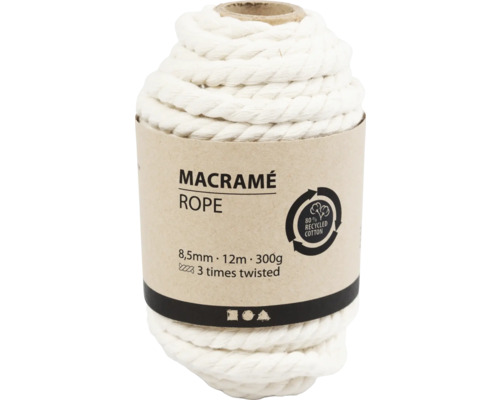 Cordon de macramé 8.5 mm, blanc naturel, 12 m