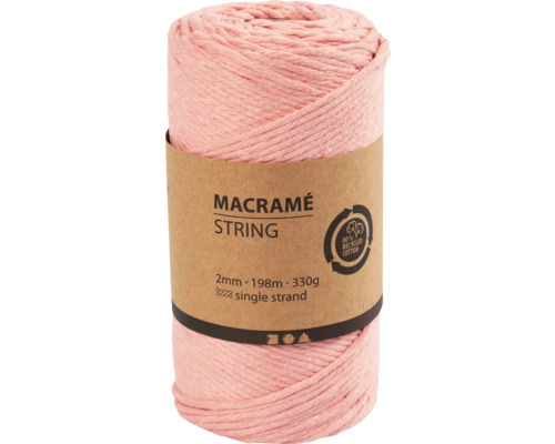 Makramee Kordel 2 mm, rosa, 198 m
