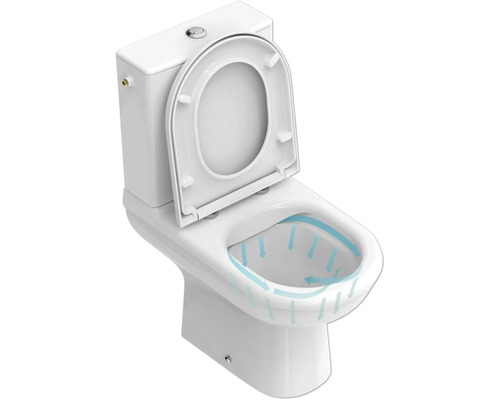 Combinaison WC City avec réservoir de chasse d'eau, abattant de WC et  abaissement automatique blanc - HORNBACH