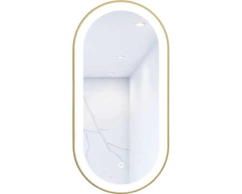 Miroir de salle de bains Miroir Cordia OVAL LINE PREMIUM 100 x 50 cm doré IP 44 Miroir ovale avec éclairage pour salle de bains