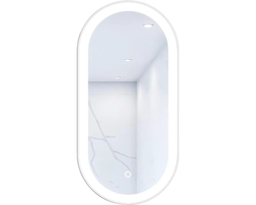 Miroir de salle de bains Miroir Cordia OVAL LINE PREMIUM 100 x 50 cm blanc IP 44 Miroir de salle de bain ovale avec éclairage LED