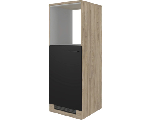 Meuble pour four/réfrigérateur encastré Flex Well Capri lxpxh 60x60x168.5 cm noir/endgrain oak