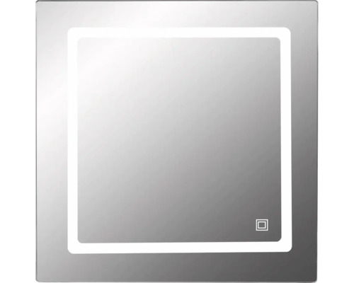 Miroir de salle de bains Miroir Cordia MODERN LINE coloris aluminium argent IP 44 Miroir carré avec éclairage intégré