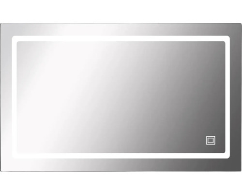 Miroir de salle de bains Miroir Cordia MODERN LINE coloris aluminium argent IP 44 Miroir rectangulaire avec éclairage LED