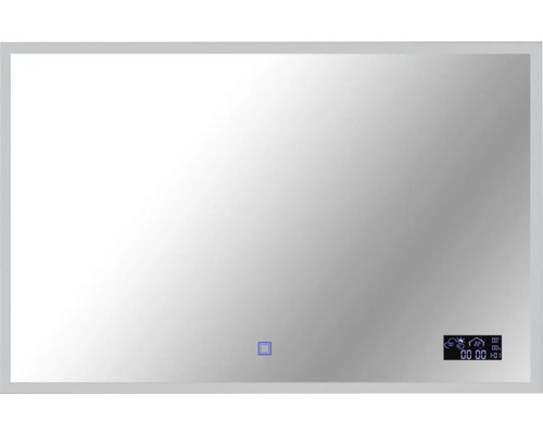 Miroir de salle de bains Miroir Cordia SMART LINE argent IP 44 Miroir rectangulaire avec affichage numérique pour salle de bains