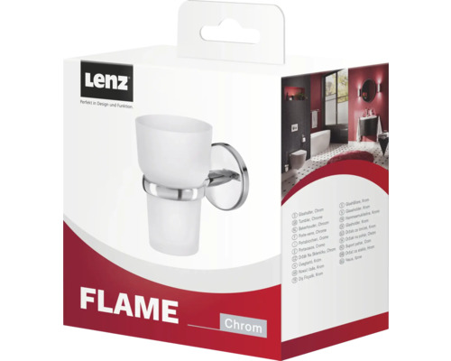 Lenz Flame Gobelet porte-brosse à dents avec support en chrome dans l''emballage