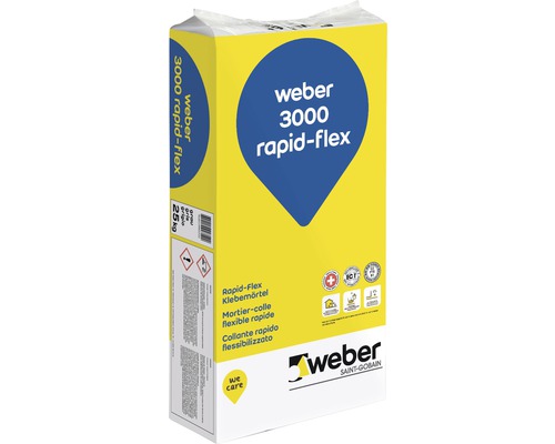 Mortier adhésif weber 3000 rapid-flex gris 25 kg