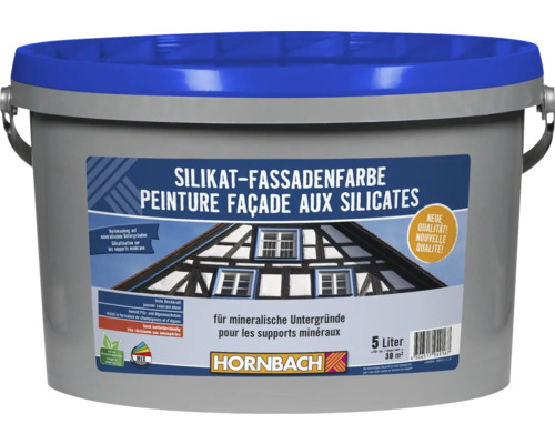 Peinture pour façade au silicate Hornbach blanc 5 l Seau de peinture silicatée pour façades pour supports minéraux, 5 litres, Hornbach