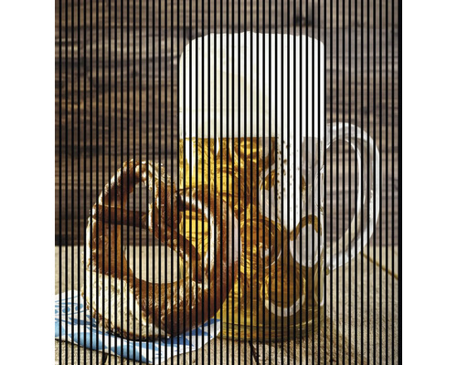 Panneau acoustique impression numérique Bière 1 2400 x 2253 x 19 mm set = 4 panneaux individuels Chop de bière avec bretzel sur assiette bleue