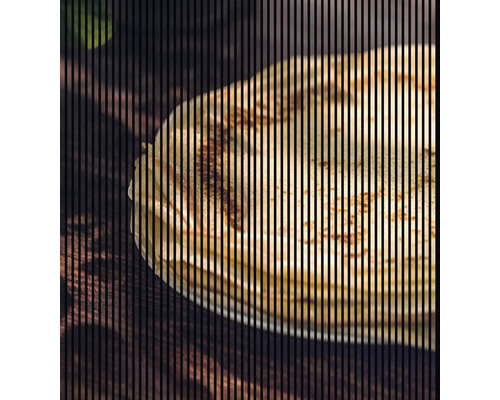 Panneau acoustique impression numérique Crêpes 1 2400 x 2253 x 19 mm set = 4 panneaux individuels Une assiette de crêpes sur une table en bois.