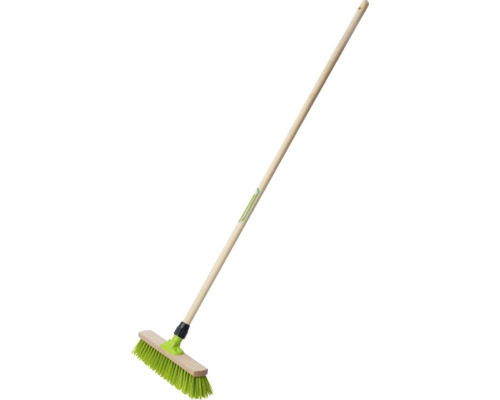 Balai avec manche en bois et poils verts