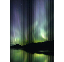 Nordlichter und Berglandschaft durch vertikale Linien dargestellt