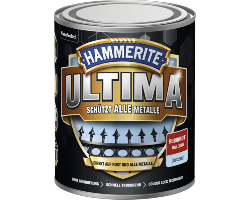 Peinture antirouille & peinture métal HAMMERITE Ultima Ral 3003 rouge rubis brillant 750 ml