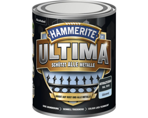 Peinture antirouille & peinture métal HAMMERITE Ultima Ral 7016 gris anthracite brillant 750 ml