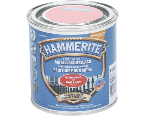 Peinture antirouille & peinture métal HAMMERITE rouge 250 ml Hammerite peinture de protection pour métal, directement sur rouille, rouge brillant