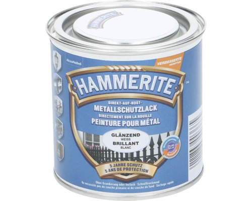 Peinture antirouille & peinture métal HAMMERITE blanc 250 ml Boîte de peinture Hammerite de protection des métaux, adaptée à une application directe sur la rouille