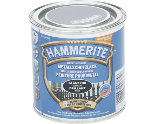 Peinture antirouille & peinture métal HAMMERITE noir 250 ml Hammerite peinture de protection métaux directement sur rouille, noir brillant