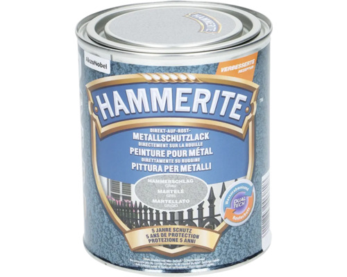 Peinture antirouille & peinture métal HAMMERITE gris 750 ml Peinture de protection des métaux Hammerite pour protection antirouille directe, recette améliorée et cinq ans de protection.