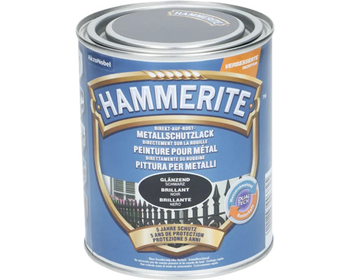 Peinture antirouille & peinture métal HAMMERITE noir 750 ml Hammerite peinture pour métal, noir brillant, en pot métallique