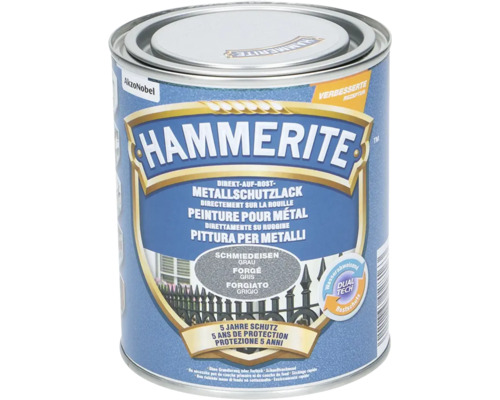 Peinture antirouille & peinture métal HAMMERITE gris 750 ml Hammerite peinture pour métal directement sur la rouille, couleur fer forgé gris