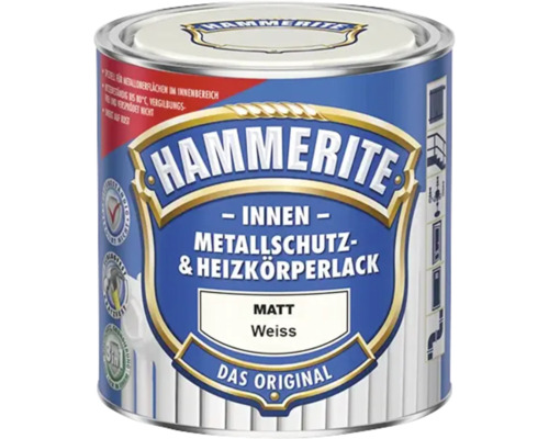 HAMMERITE Metallschutz- und Heizkörperlack auf Wasserbasis matt weiss 500 ml