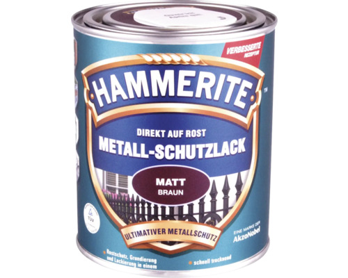 Peinture antirouille & peinture métal HAMMERITE mate brun 750 ml Peinture de protection pour métaux Hammerite, directement sur la rouille, brun mat, en pot métallique